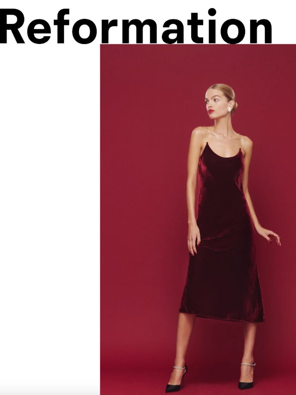 Reformation Ady Velvet Dress Chianti Velvet - Size M